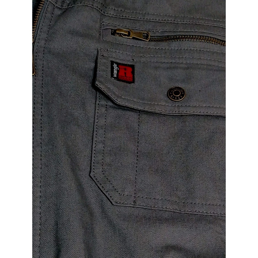 Wrangler Riggs Workwear Jacket Mens Large Gray Hooded Full Zip Work Coat - Picture 3 of 13